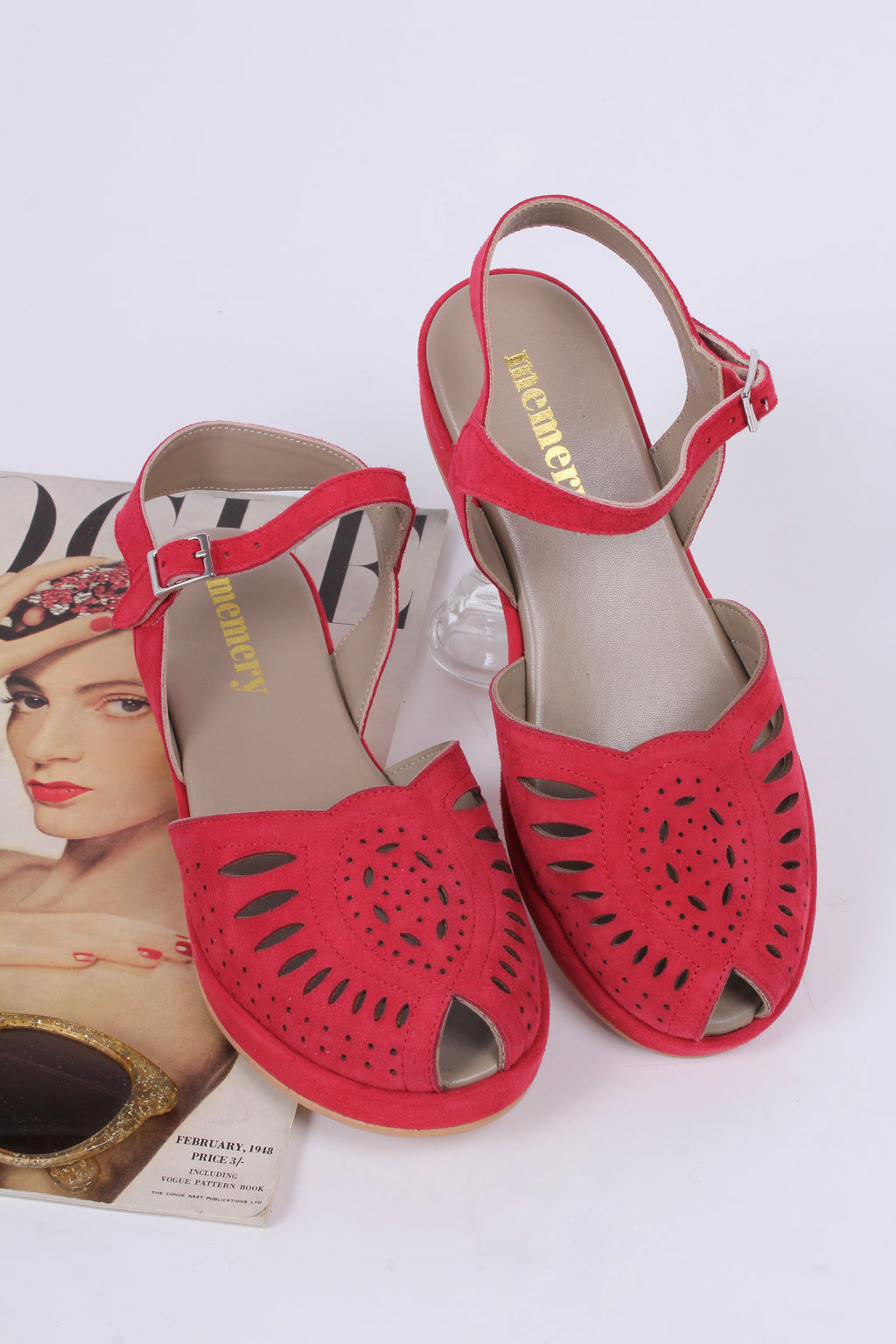Bløde 1940'er / 1950'er inspirerede sandaler - Rød - Ella
