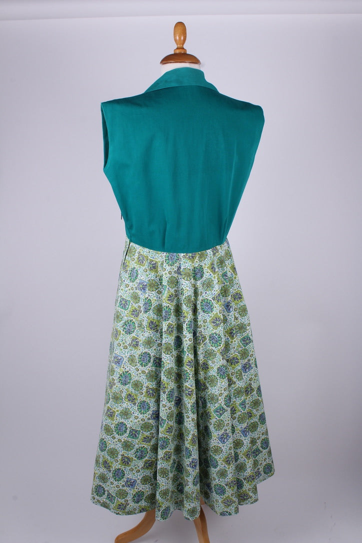 Sommerkjole, grøn mønstret. 1950. L