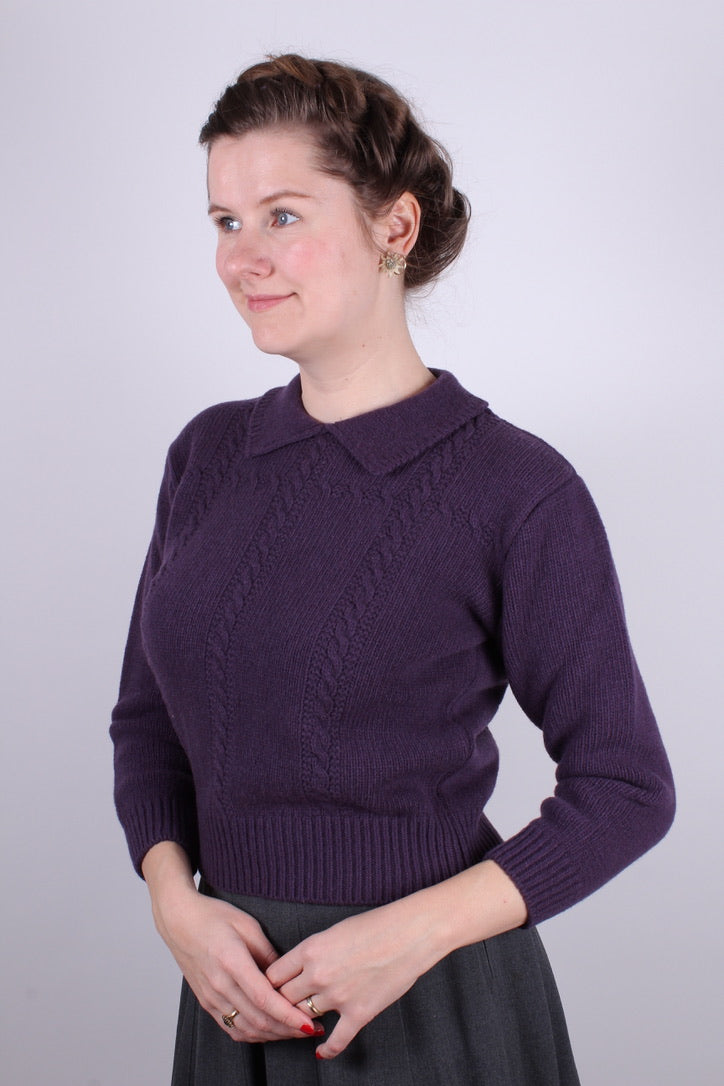1940’er / 1950’er vintage style pullover - Mørk lavendel - Gertrud
