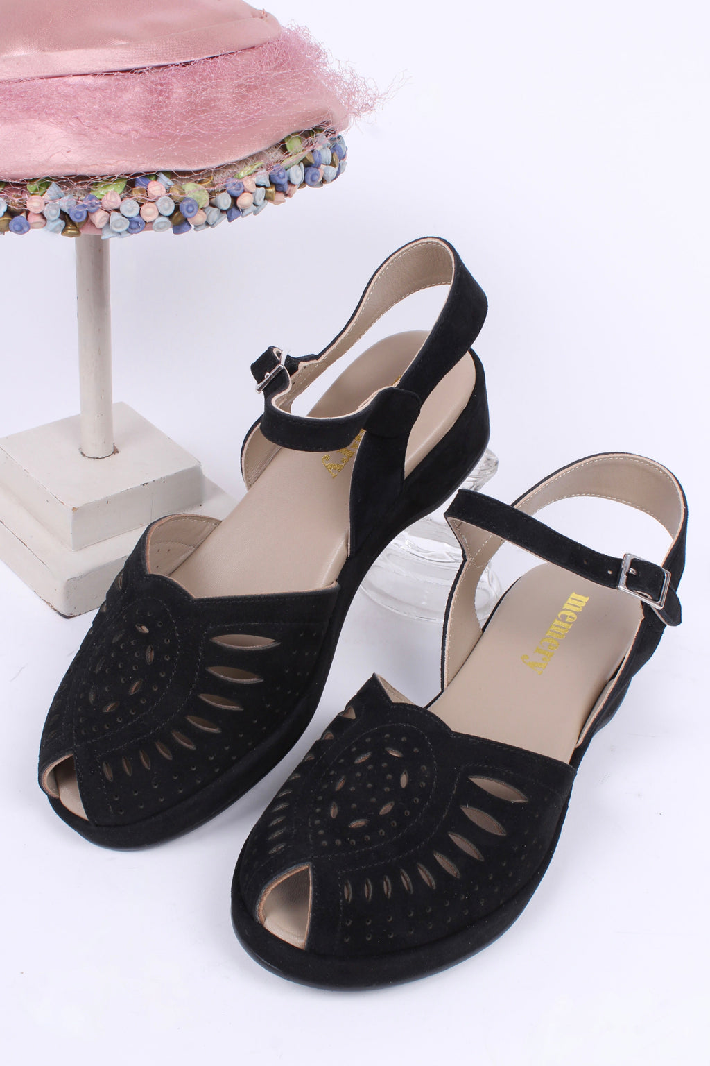 VEGAN - Bløde 1940'er / 1950'er inspirerede sandaler - Sort - Ella