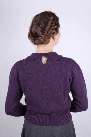 1940’er / 1950’er vintage style pullover - Mørk lavendel - Gertrud