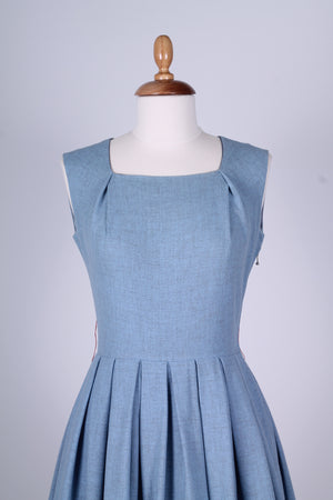 Solgt vintage tøj - Lyseblå hvedagskjole i uld med bolero1950. S - Solgt - Vintage Divine - 8