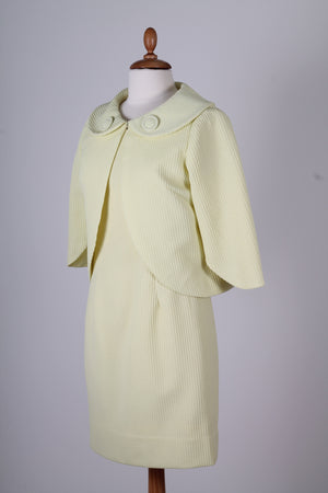 Vintage tøj - Lysegul cocktailkjole med jakke 1960. S-M - Vintage kjoler fra 1960'erne - Vintage Divine - 5