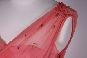 Vintage tøj - Koralrød selskabskjole 1950. S - Vintage kjoler fra 1950'erne - Vintage Divine - 6