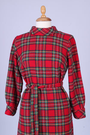 Rød ternet kjole i uld 1960. L