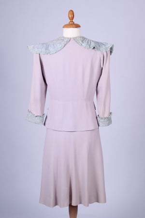 Skræddersyet kjole med jakke, USA, 1940. XS-S