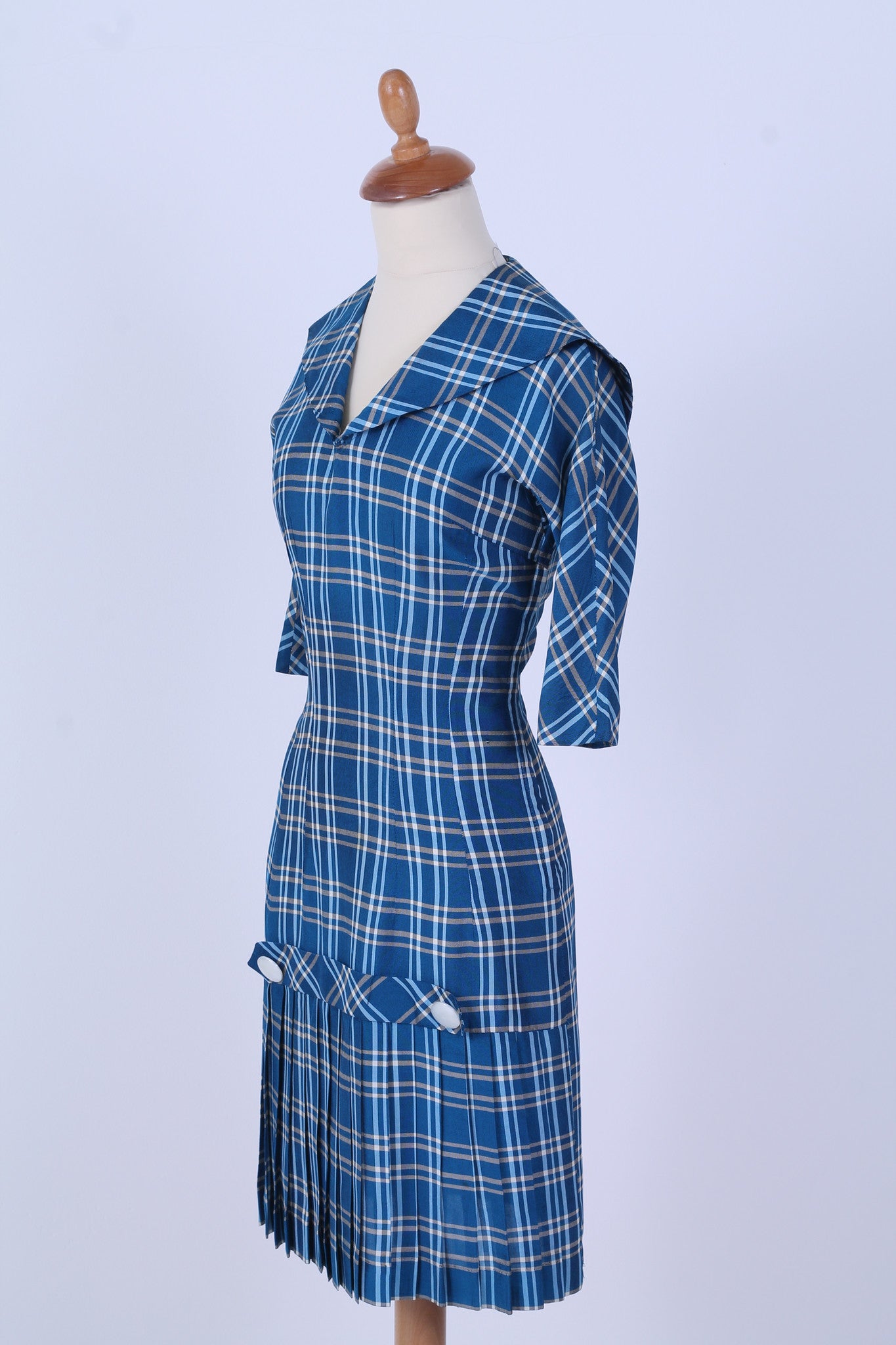 Solgt vintage tøj - Ternet hverdagskjole, USA, XS-S - Solgt - Vintage Divine - 2