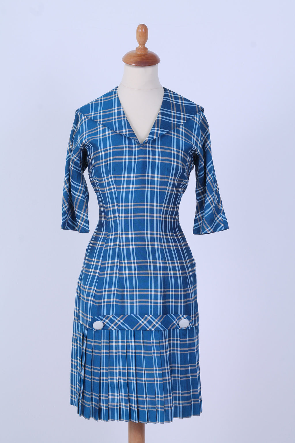Solgt vintage tøj - Ternet hverdagskjole, USA, XS-S - Solgt - Vintage Divine - 1