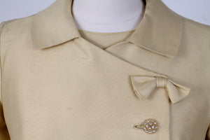 Solgt vintage tøj - Lysegul cocktailkjole med jakke 1960. S-M - Solgt - Vintage Divine - 5