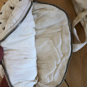 Lille hvid brude taske med perlebroderi, 1940 - beg. 1950