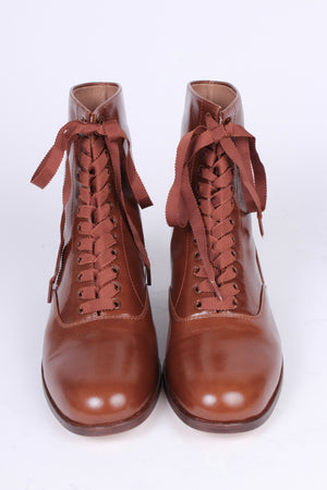 1920'er / 1930'er vintage style læderstøvler - Brun - Britta
