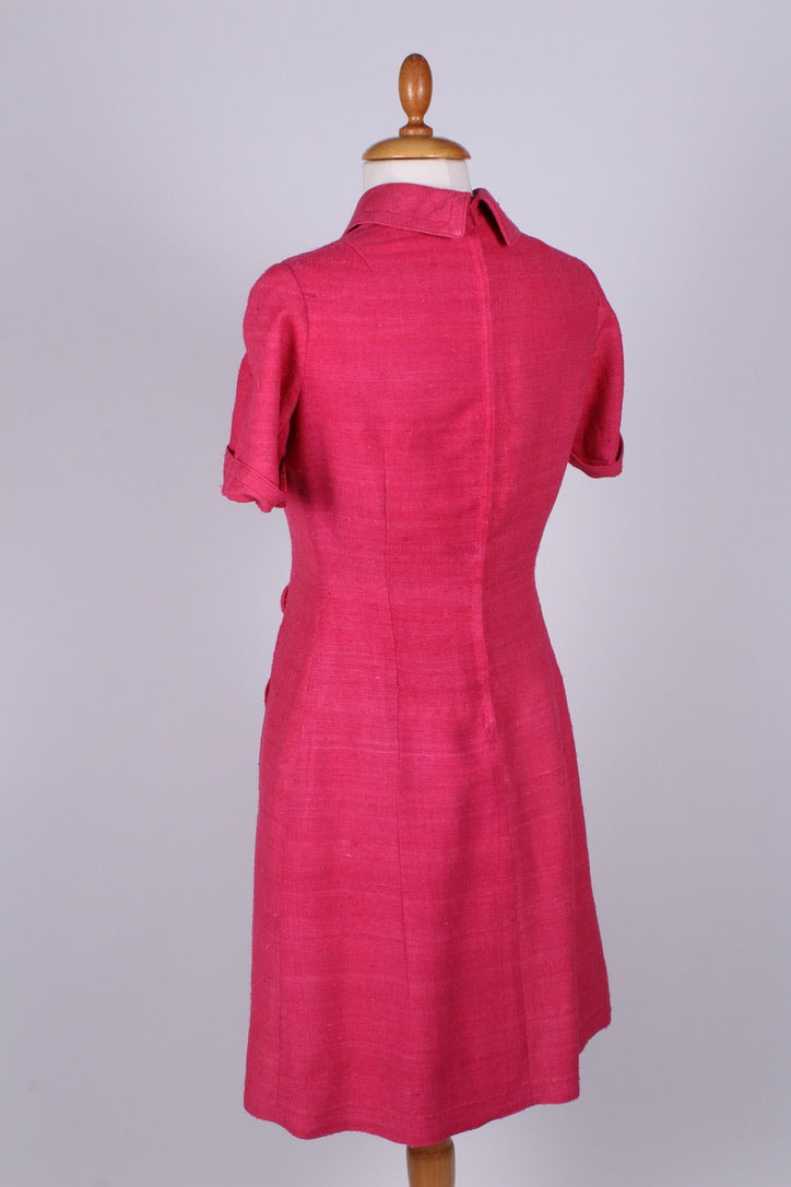 Pink kjole i råsilke. 1960. S