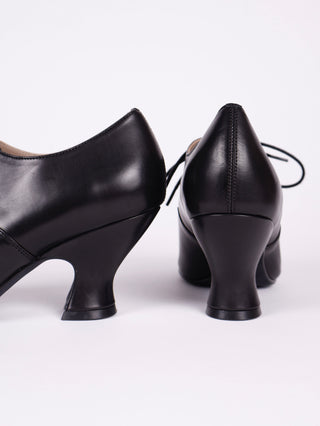 Edwardianske Oxford sko med pompadour hæl, 1900-1920 - Sort - Bertha