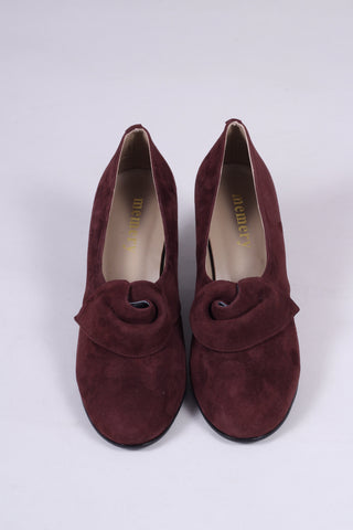 1940'er vintage style pumps i ruskind med roset - blommefarvet - Luise