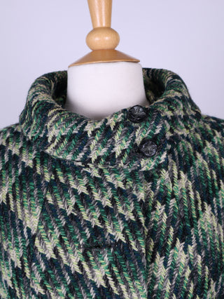 Grøn frakke, Tweed, mønstret. 1960. S-M