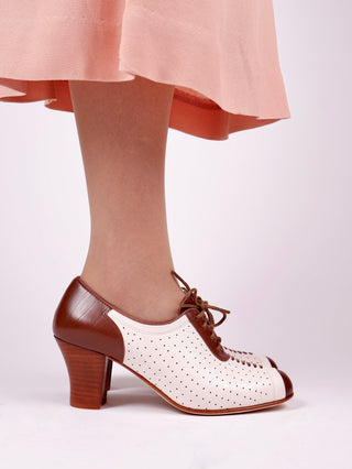1940'er style pumps  - Brun /Off-White - Lucy