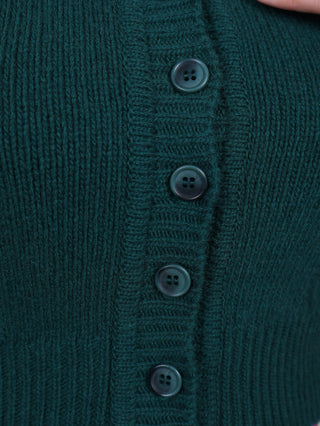 Sød og feminin kabelstrikket 1940’er cardigan – Merino – Smaragdgrøn  – Astrid