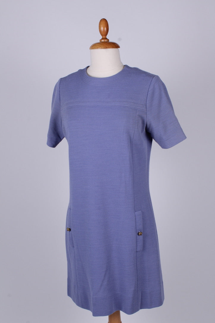 Lavendelfarvet jersey kjole. 1960. S-M