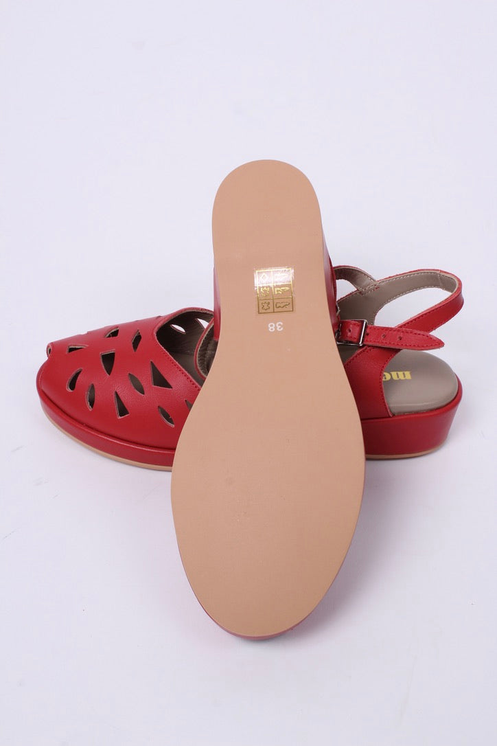 40'er / 50'er style sandal / wedge - Rød - Sidse