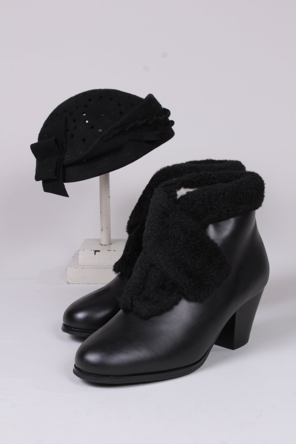 1950'er style støvletter med uld - Sort - Maria
