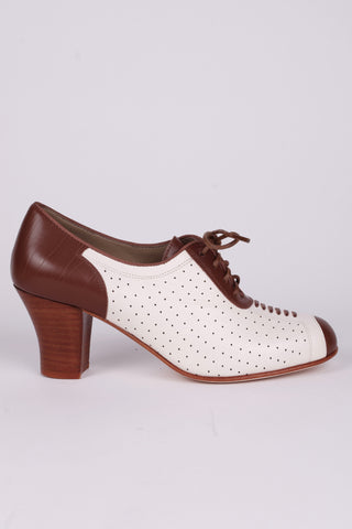 1940'er style pumps  - Brun /Off-White - Lucy