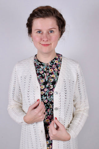 1930'er vintage style sommerfrakke  - Råhvid- Isabel