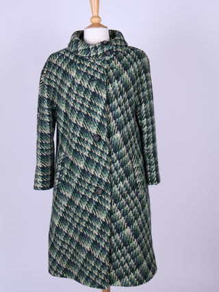 Grøn frakke, Tweed, mønstret. 1960. S-M