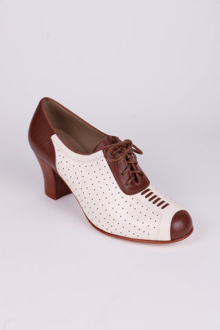 1940'er style pumps  - Brun /Off-White - Lucy