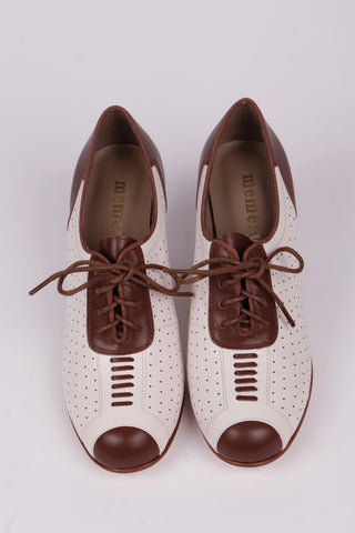 1940'er style pumps  - Brun /Off-White - Lucy