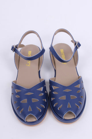40'er / 50'er wedge sandaler - Blå- Sidse