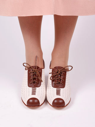 1940'er style pumps  - Brun /Off-White - Lucy