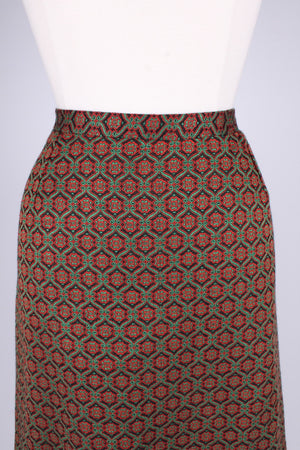 Maxi nederdel, uld med mønster. 1960/ 1970. XL-XXL