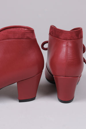 1940er style ankelstøvle med foer af uld - Rød - Lillie