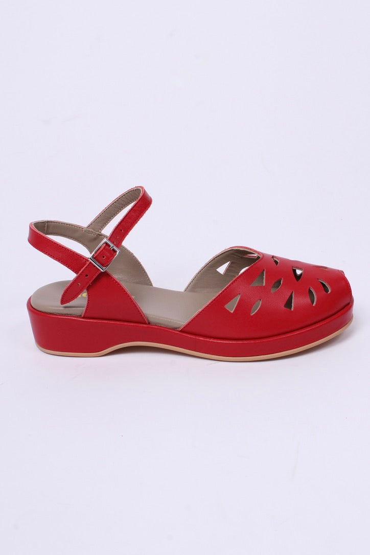 40'er / 50'er style sandal / wedge - Rød - Sidse