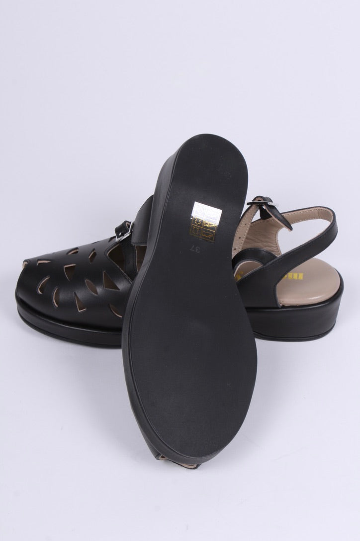 40'er / 50'er style sandal / wedge - Sort - Sidse