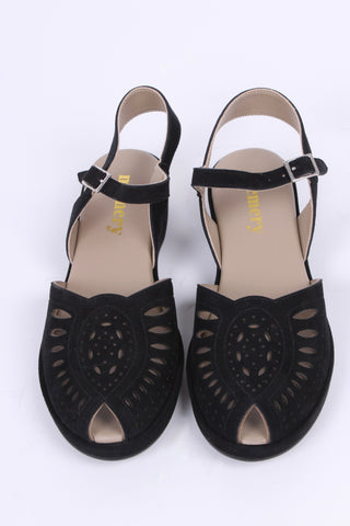 Fine 1940'er / 1950'er sandaler i ruskind- Sort - Ella