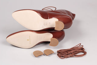 Edwardiansk snørestøvle med pompadour hæl, 1900-1915 - cognac brun - Rose