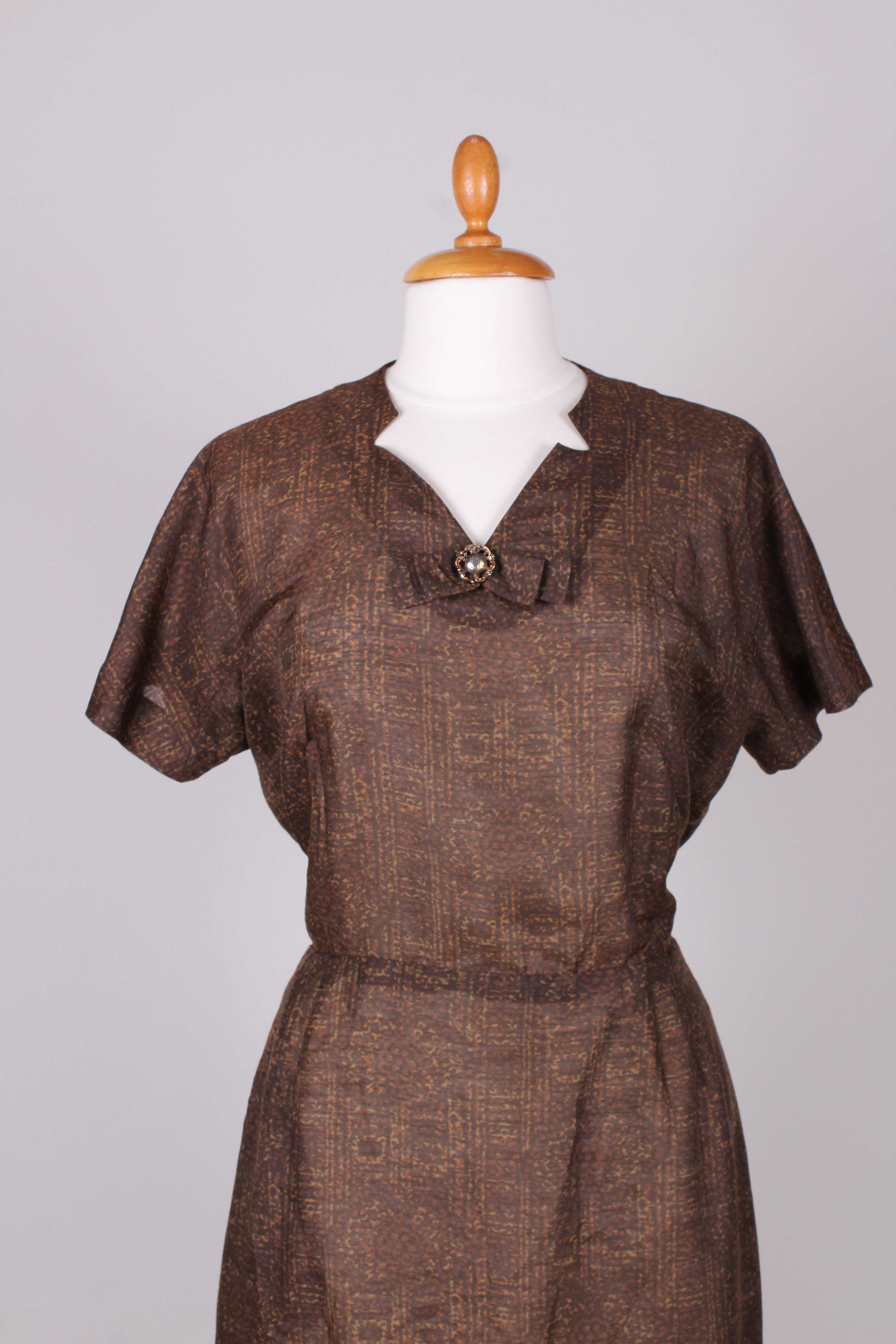 Tjen klatre spids Brun kjole USA, 1960. M – Vintage Divine v. memery Aps
