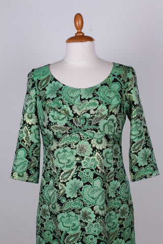 Grøn brokade cocktailkjole, Høltzer, 1960. S