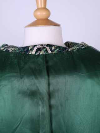 Grøn frakke, Tweed, mønstret. 1960. S-M