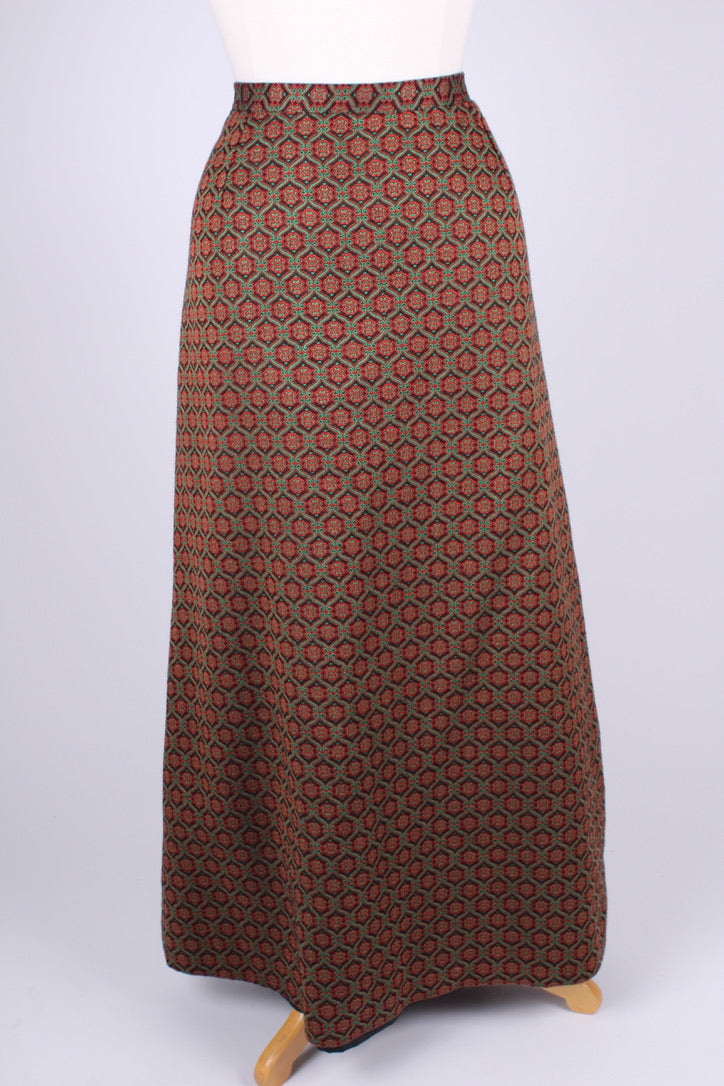 Maxi nederdel, uld med mønster. 1960/ 1970. XL-XXL