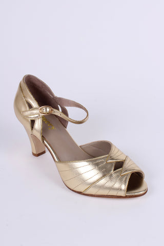 1930'er selskabssko med peep toe - Guld - Susan