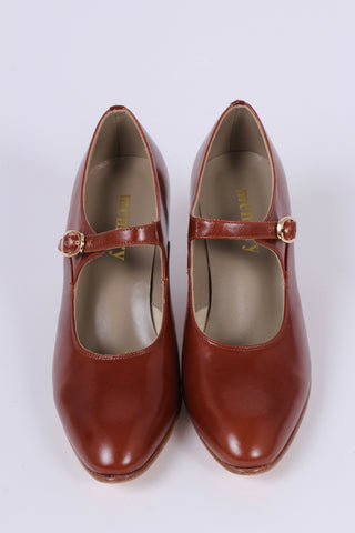 1920'er Mary Jane pumps - Cognac brun - Yvonne