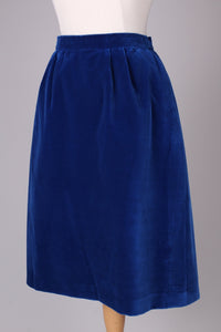 Blå velour nederdel. 1960. Xs