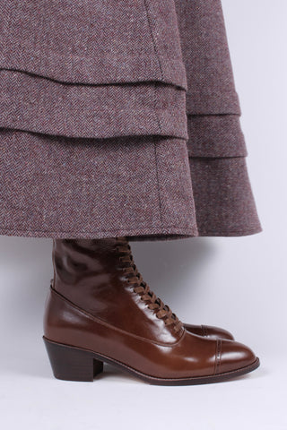 Edwardianske snørestøvler -  1910 - brun - Alice