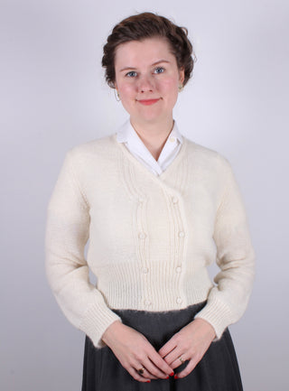 1940’er / 1950’er vintage style mohair cardigan - Råhvid - Kirsten
