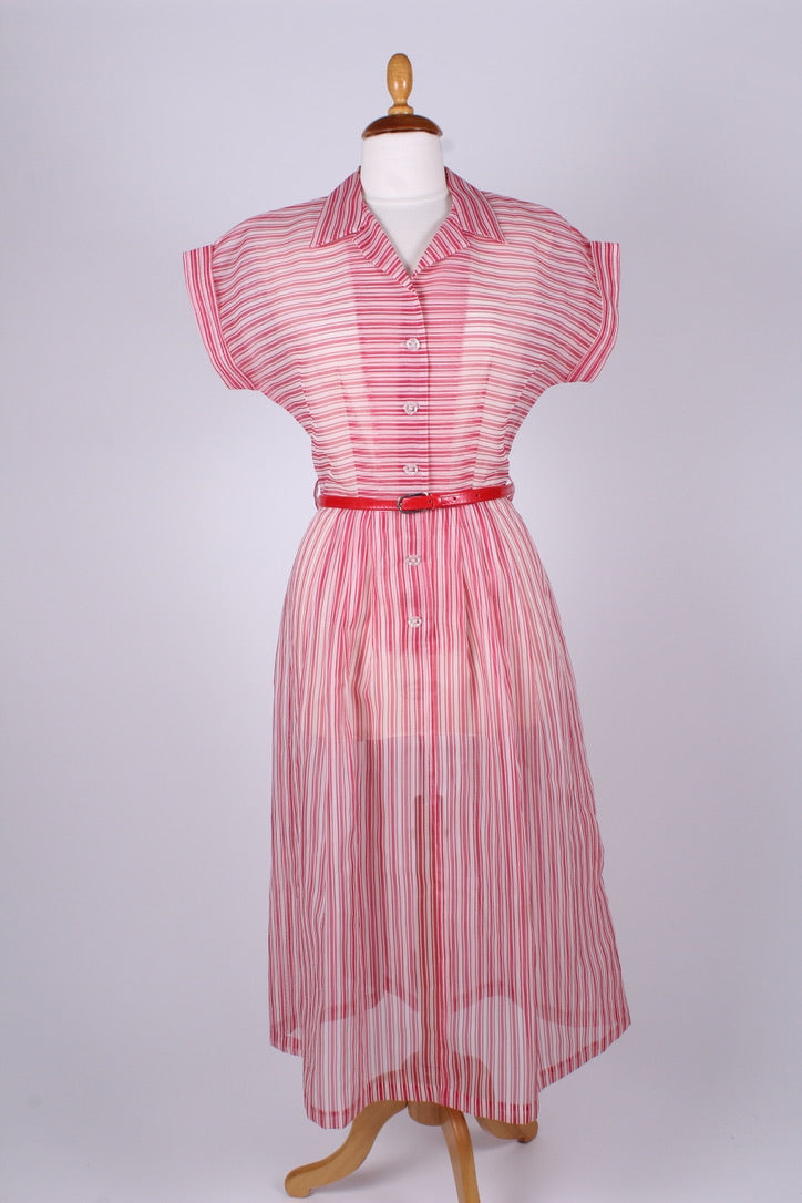 Stribet nylon sommerkjole. 1950. S-M (38)