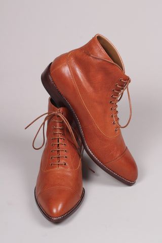 Edwardian 1910 /1920 style læder ankel herrestøvle  - Cognac brun - William