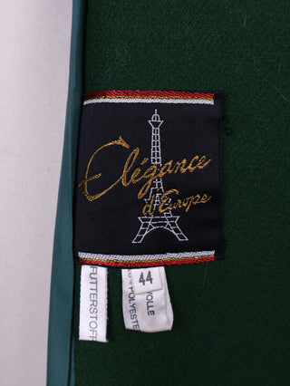 Grøn frakke i uld med bælte. 1970. M/L