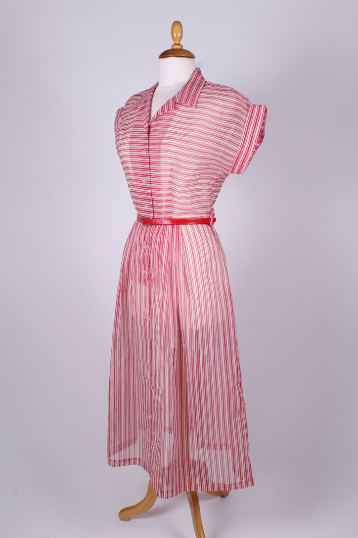 Stribet nylon sommerkjole. 1950. S-M (38)